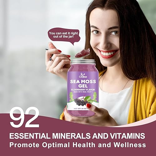 Miniatura 7 de OALSE Gel de musgo marino irlandés de 18.5 onzas con sabor a cúrcuma, gel orgánico de masa marina con 92 minerales y vitaminas, sin OMG, sin gluten,