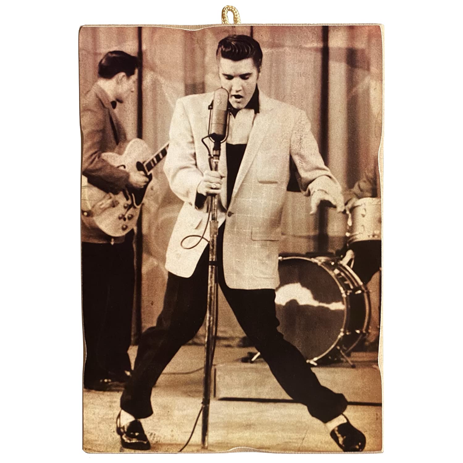 KUSTOM ART Vintage Style Square Picture Series Famous Actors Elvis Presley Rock 'n Roll Print on Wood 18x25 cm.