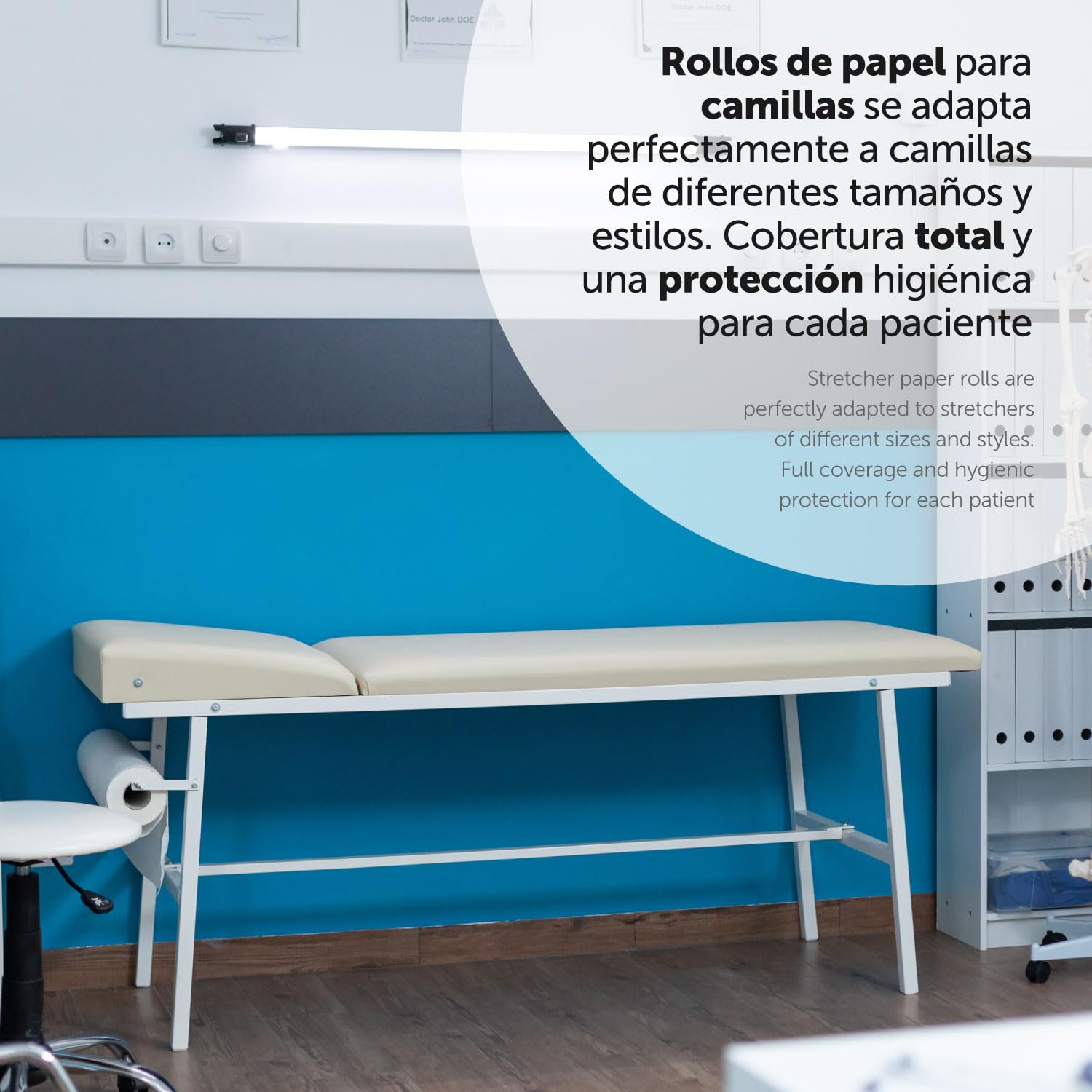 Rollo para Camilla, Rollo Papel para Camilla de Procedimientos Médicos, Masaje, Tratamientos de Belleza y Spa, Papel para Camilla de Estética y Masaje (60cm x 70m laminado celulosa, 24 unds)
