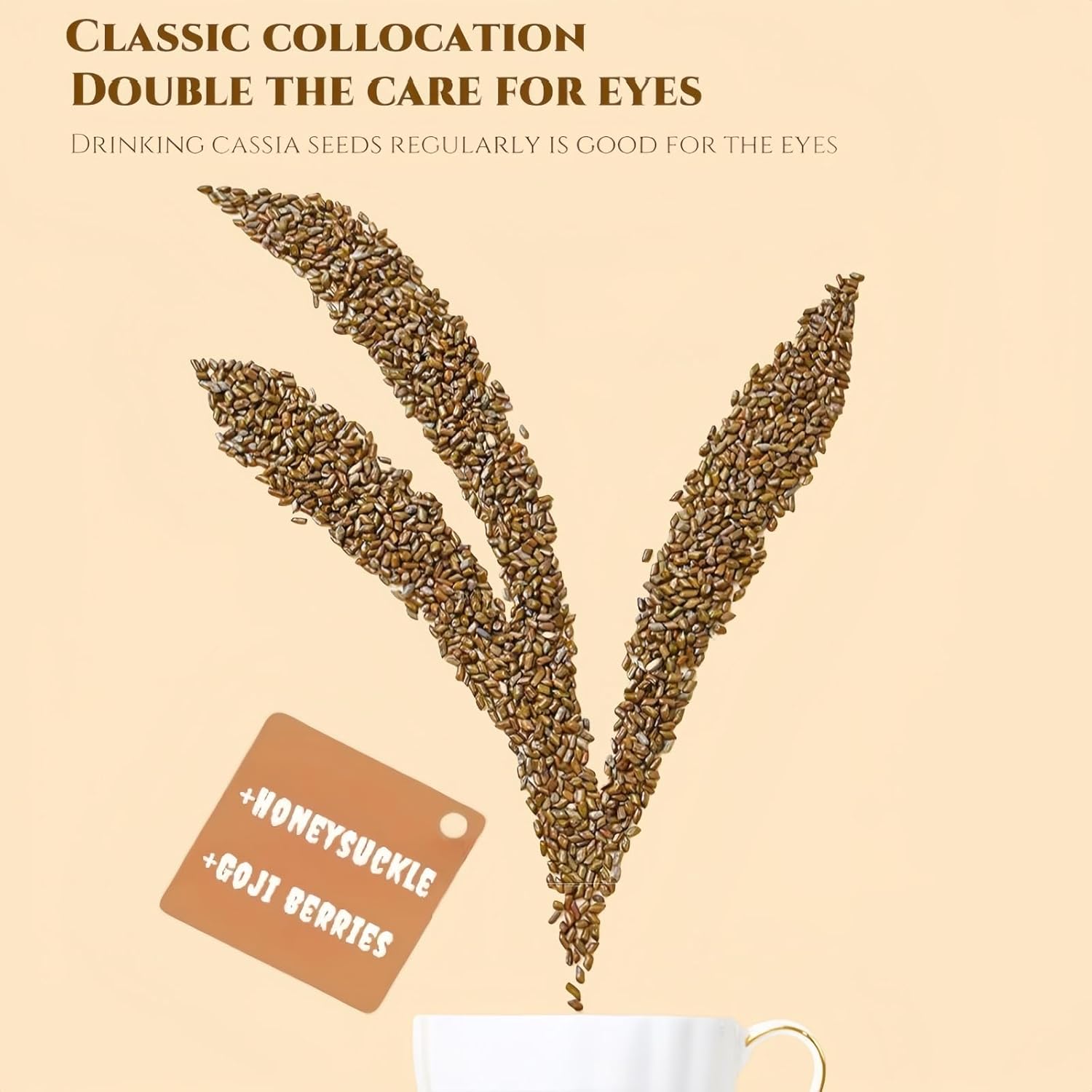 JINQI 2bottles Cassia Seeds Tea- 决明子茶17.63oz/500g(8.81oz/250g*2)，Cassia Jue Ming Zi, Chinese Herbal Tea, Holiday Gifts, Tea Gifts
