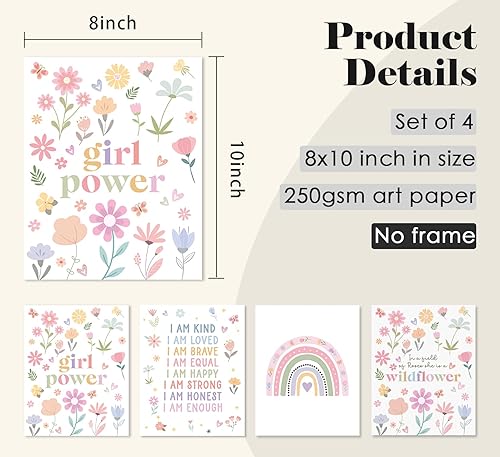 Miniatura 2 de ULEGIE Decoración de pared para habitación de niña pequeña, decoración de pared de afirmación, decoración de arte de pared de arcoíris bohemio