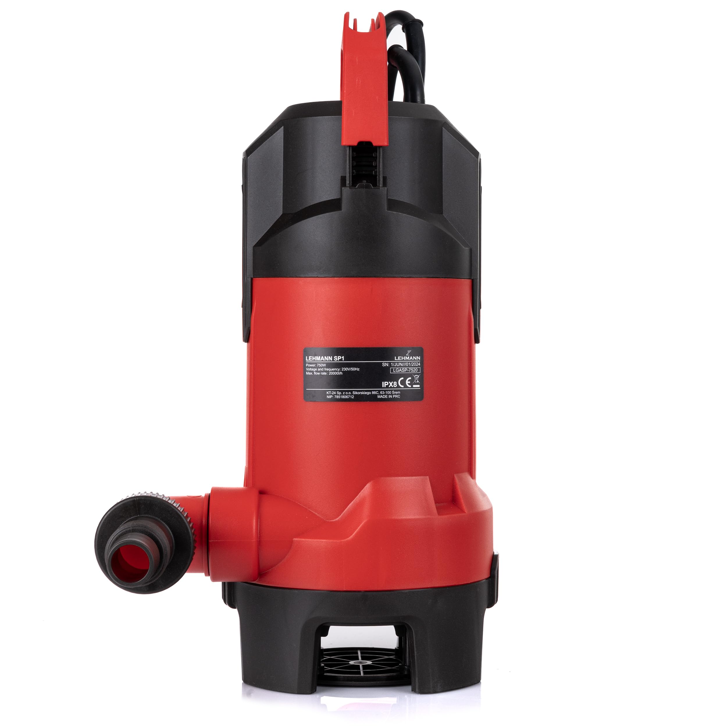 LEHMANN Pompa Sommersa con Galleggiante Integrato, 750W, Pompa Sommergibile per Acqua Sporca e Pulita, Portata 20000 l/h, Altezza Massima 10 m, Particelle Ø 35 mm, IPX8