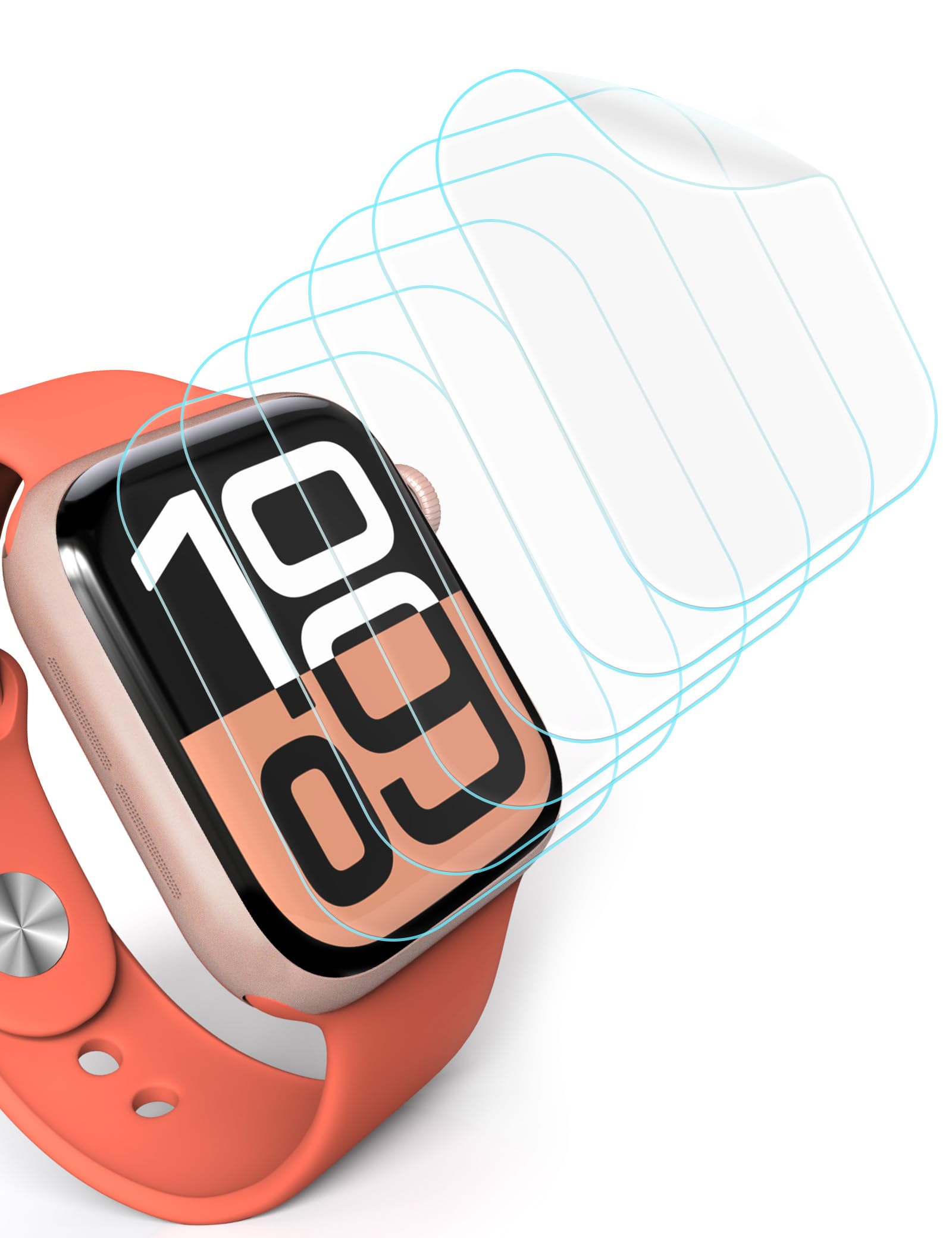 Sinoacc Osłona ekranu do Apple Watch Series 10 46 mm (6 sztuk) samoregenerująca się elastyczna folia TPU do iWatch 10 46 mm, odporna na pęcherzyki powietrza, HD, ultracienka, łatwa instalacja