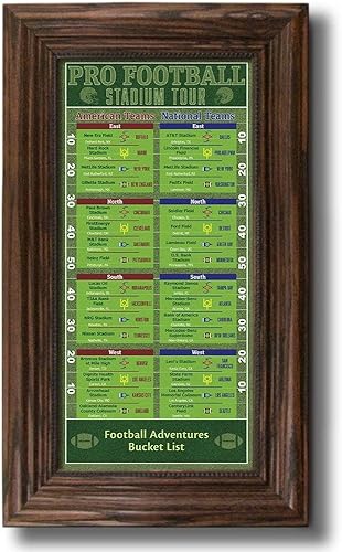 Vista 6 de Rastreador de lista de deseos de estadios de fútbol, marco negro, 13.5 pulgadas x 23.5 pulgadas, pin your football stadium visits – Lienzo