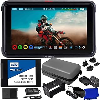Atomos Ninja V 5" 4K HDMI Recording Monitor with WD Blue SSD(500GB) Essential Bundle – Includes: Atomos 5" Accessory Kit + Microfiber Cleaning Cloth