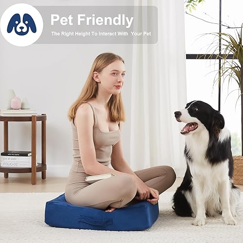 Miniatura 4 de JKMAX 2 almohadas de espuma de alta densidad para el suelo, almohadas grandes mejoradas para adultos, cojín de suelo para exteriores con funda suave