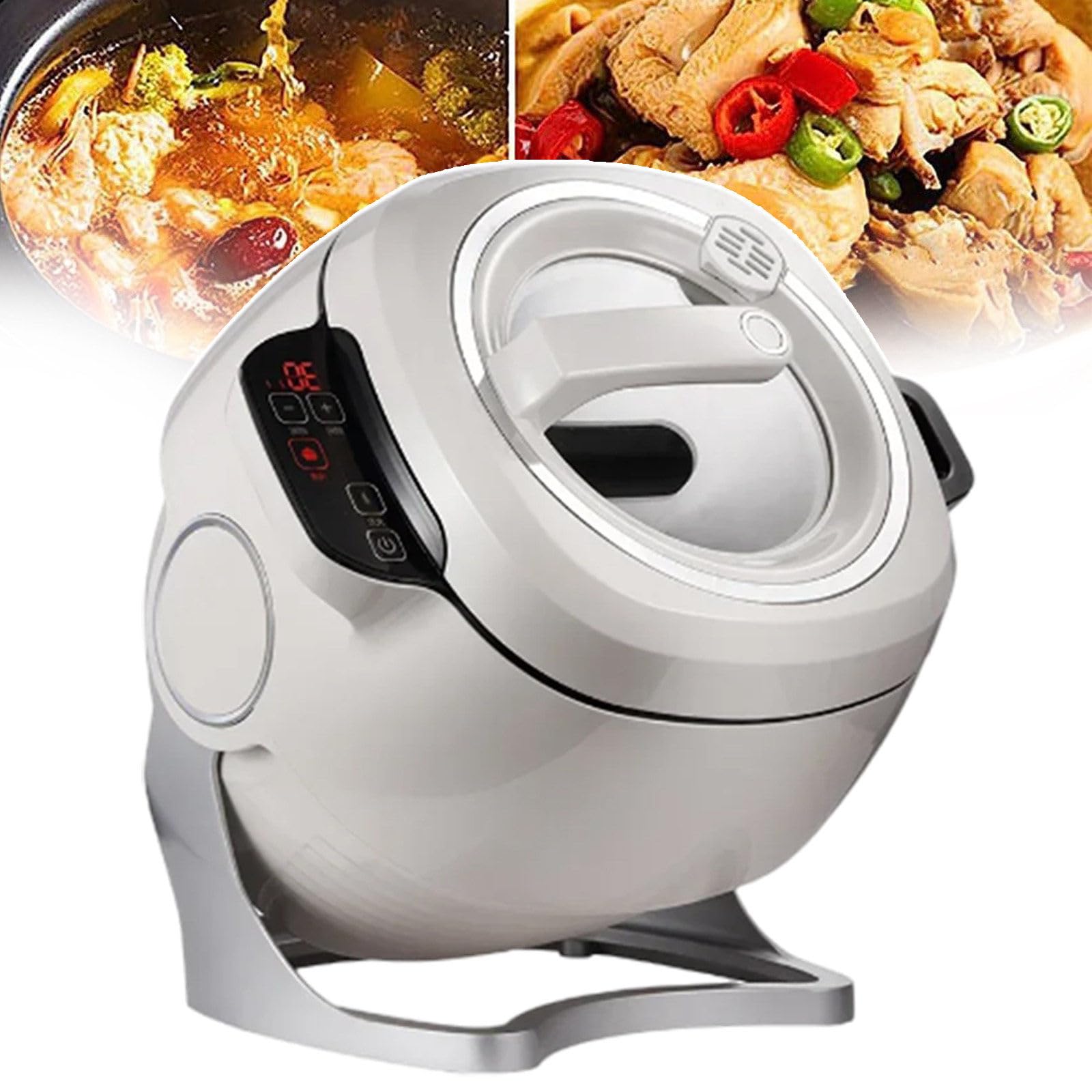 Robot Salteado Giratorio De 360°, Máquina De Cocción Automática, Tres Velocidades Ajustables, Procesador De Alimentos Comercial para Cocinas De Restaurantes (Capacidad De 6 litros)