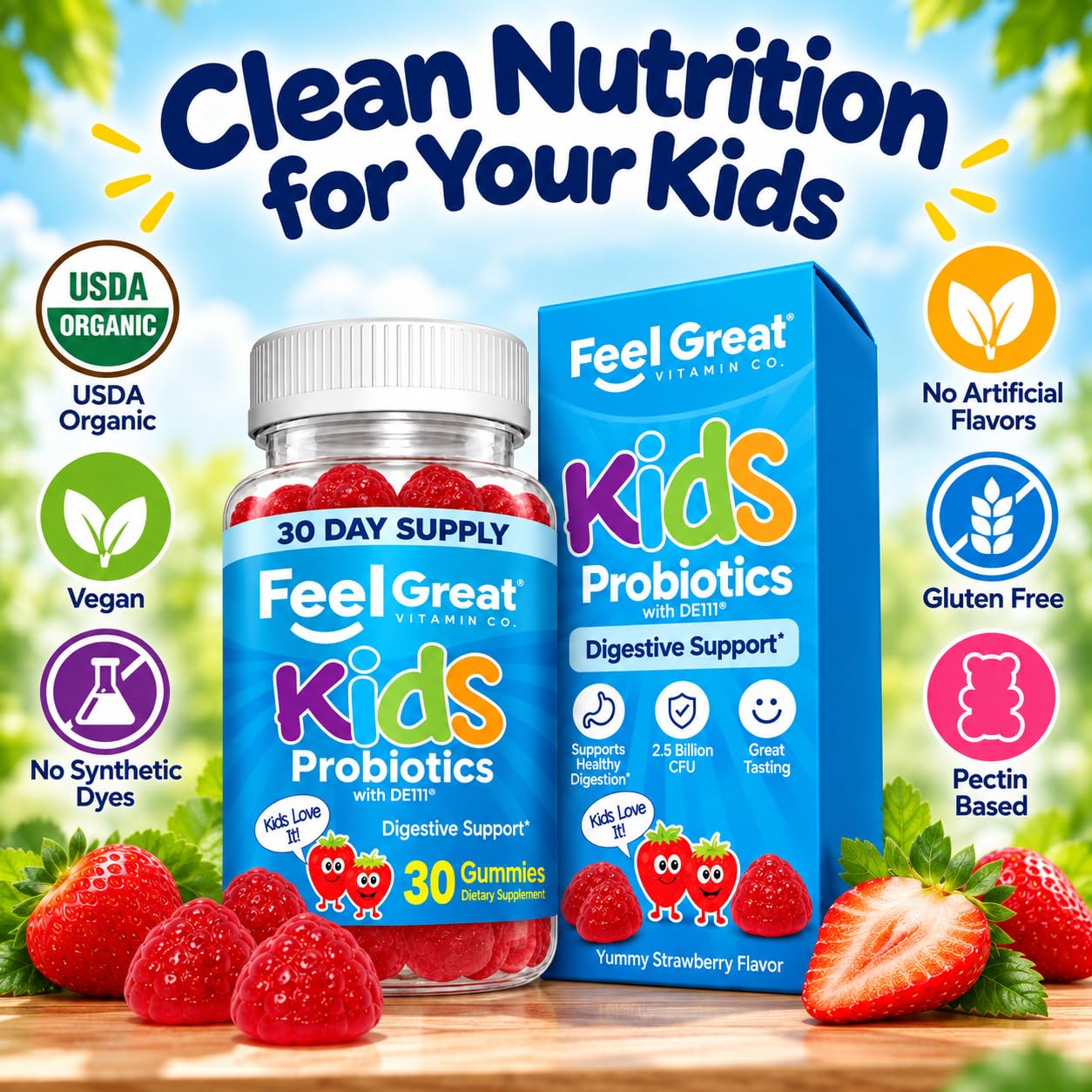 The Feel Great Vitamin Company Organic Kids Probiotic Gummies, 30 Count — Amazon image 2