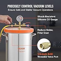 Vista 6 de VEVOR 5 Gallon Vacuum Chamber, Upgraded Tempered Glass Lid Vacuum Degassing Chamber, 304 Stainless Steel Chamber, for Stabilizing Wood, Resin