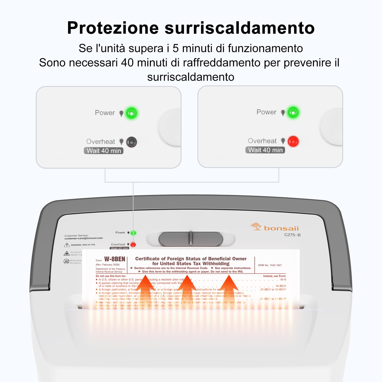 Bonsaii Distruggi Documenti 10 Fogli P4, Tritatutto Microtaglio con Contenitore 21L, Sistema Anti-Inceppo e Protezione Surriscaldamento per Ufficio/Casa, C275-B