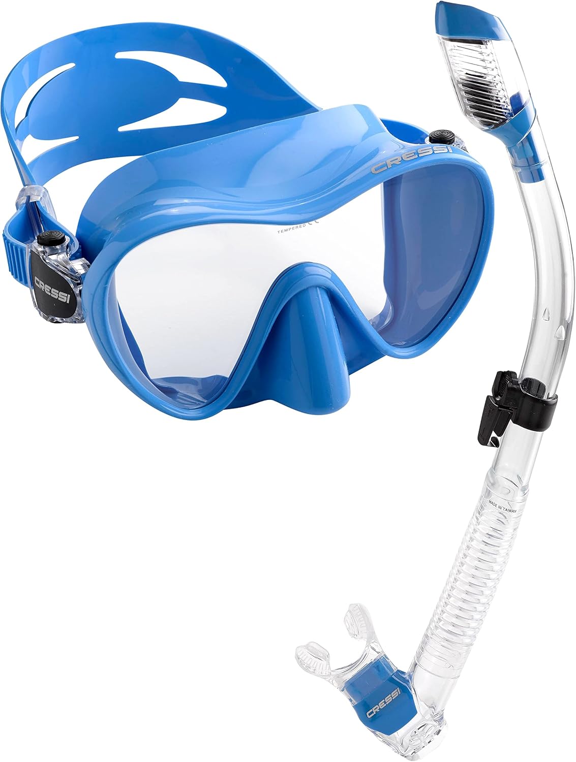 Cressi Italian Boutique Collection - Tempered Glass Lens Frameless Scuba Snorkeling Dive Mask - Splash Guard Dry Snorkel Set, Schwarz : Sports & Outdoors