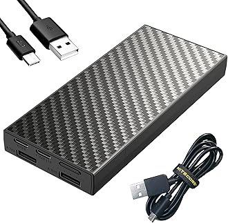 Nitecore NB20000 Power Bank, 20000mAh Fast Charging QC PD Compatible with iPhone, Samsung Galaxy and Tablets with Lumentac USB Charging Cable (USB-A+USB-C)