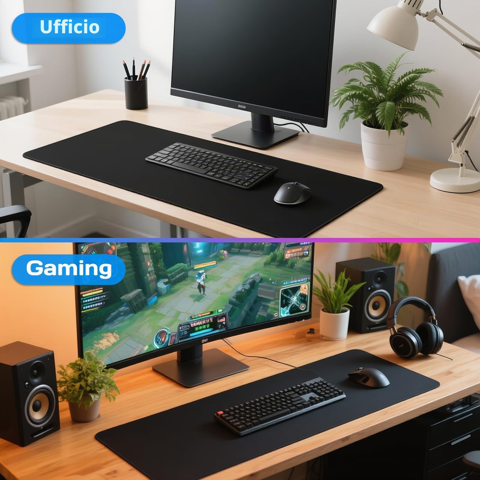 Tappetino Mouse Personalizzato - Base Antiscivolo- XXL Tappetino Mouse Da Gioco Grande Personalizzato, Perfetto Per Postazioni Gaming E Di Ufficio - 900 X 400 Mm