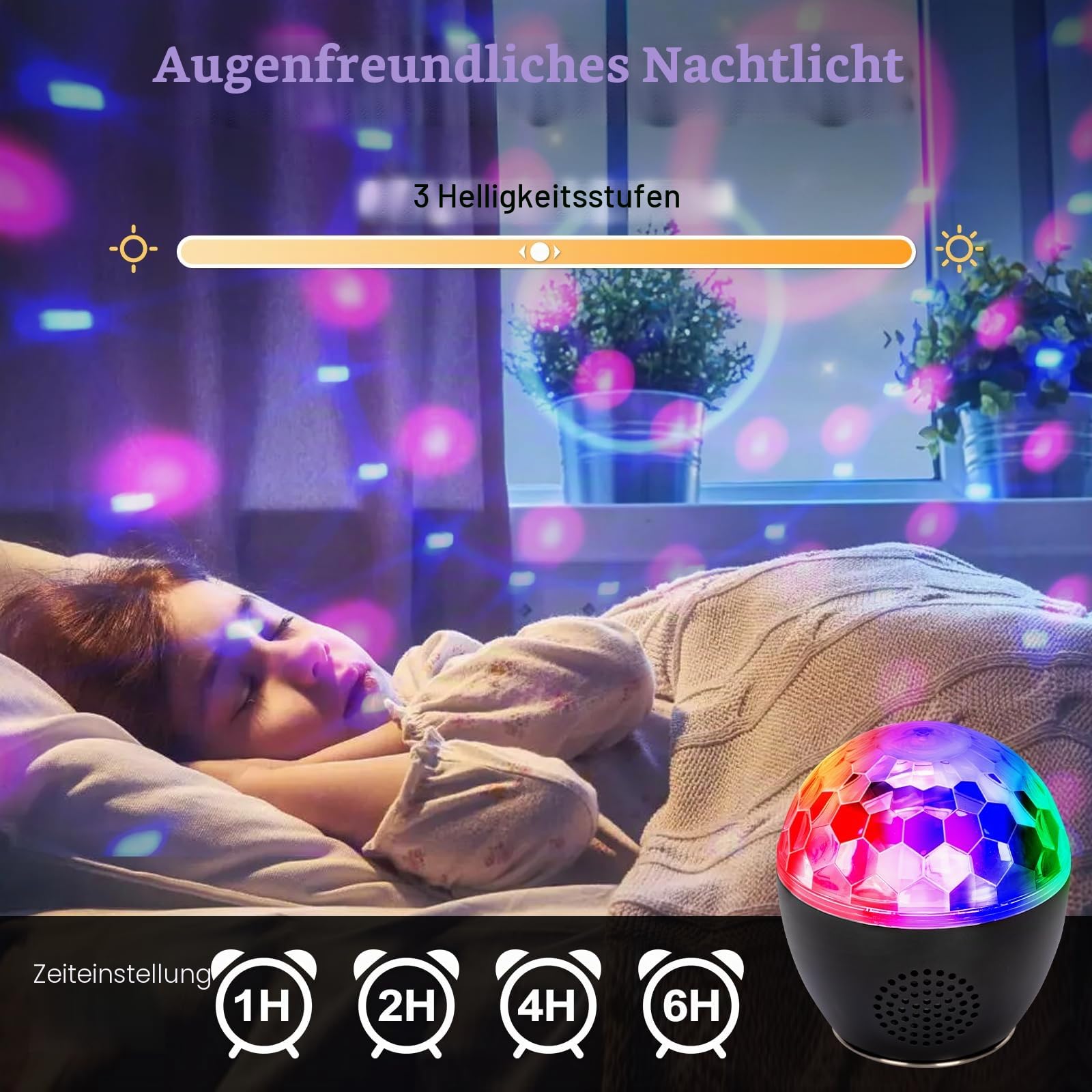 LED Discokugel 16 Farben 360° Musik Activated Discokugel LED Disco Party Licht Musikgesteuert DJ Party Ball Lichter Kinder Party Lampe Sprachsteuerte Discolicht Partylicht mit Fernbedienung[A+]