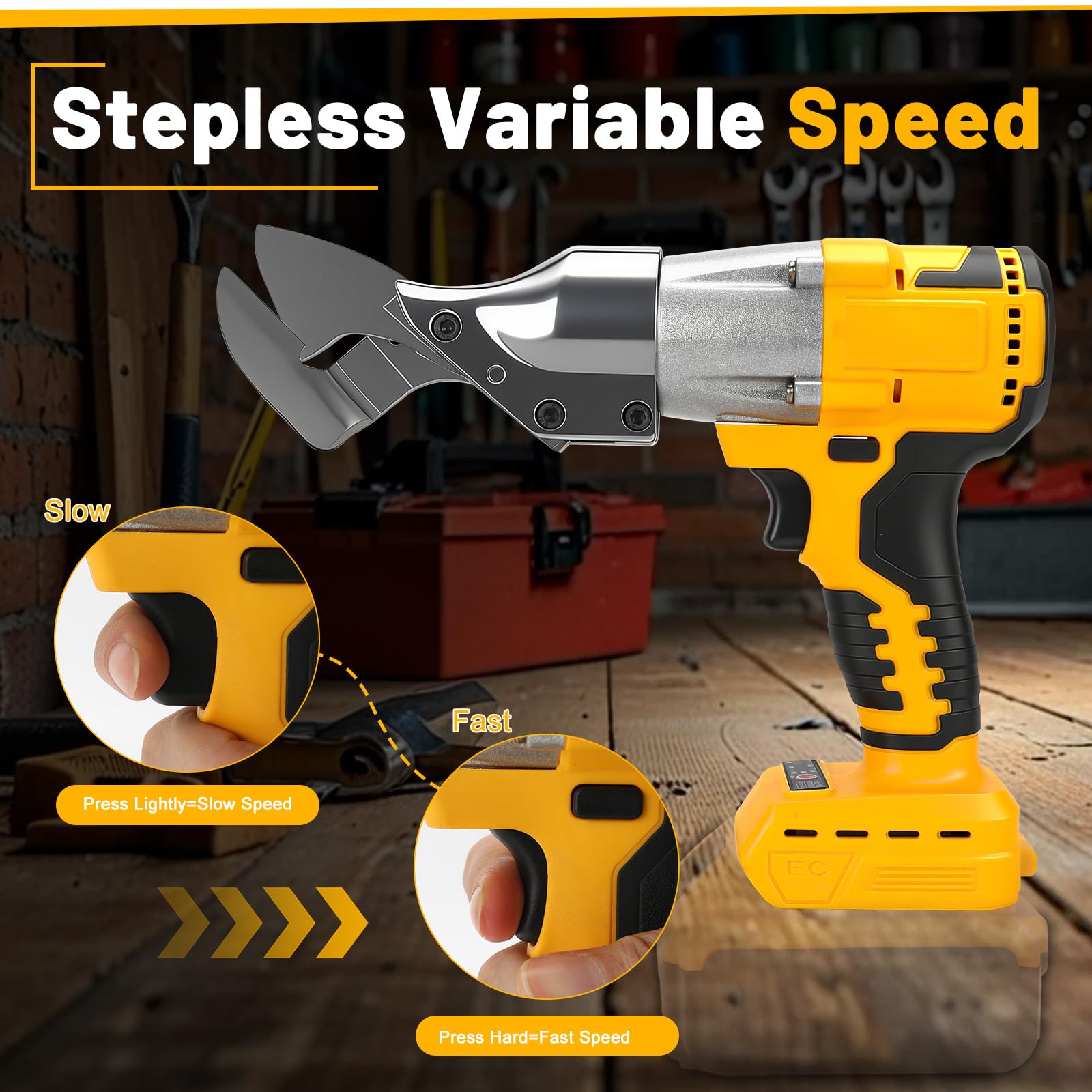 Cesoie per Lamiera senza fili compatibili con Dewalt 18 V 20 V batteria, testa rotante a 360 gradi max. 2 mm, Forbici Elettriche senza spazzole per lamiere, PVC (senza batteria)