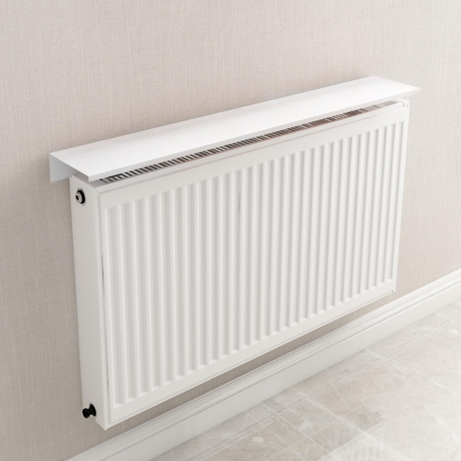 Slimline - Estante de aluminio para radiador, ajustable, 40-170 cm, ideal para clínicas, baños y entradas, fácil instalación, decoración del hogar, acabado blanco (170 cm x 15 cm)