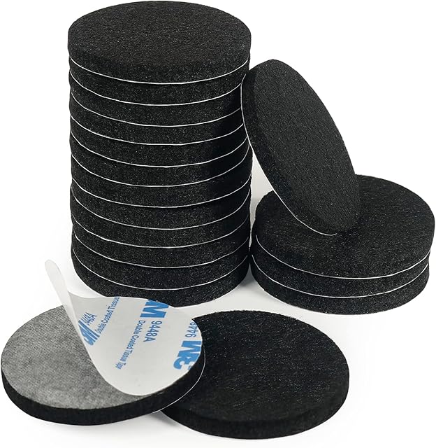 Furniture Pads Floor Protector,18 PCS 50mm Felt Chair Feet Pads 5mm Thick Sliders to Protect Your Wood Floors(Black)