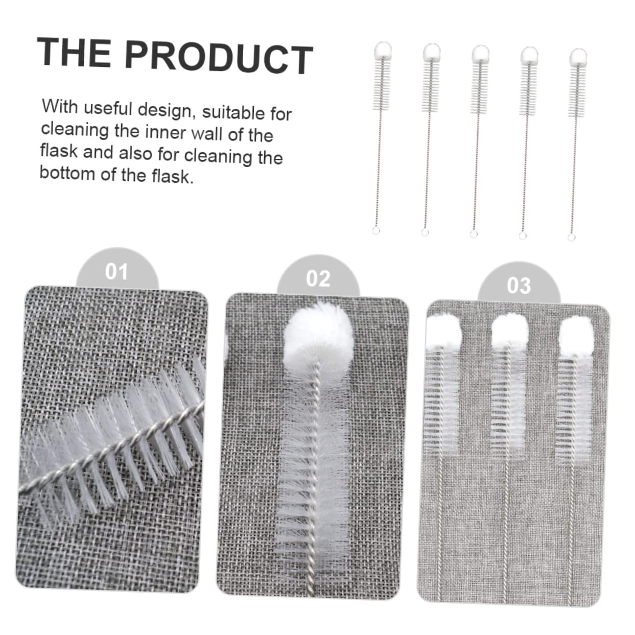 GOOHOCHY 5pcs Nylon Cleaning Brush Pipe Cleaner Brush Brush Cleaning Softy Tip Brush Cotton Softy Tip Brush Bottle Brush Jars Brush Test Tube Brush Nylon Brush White Cotton Ball