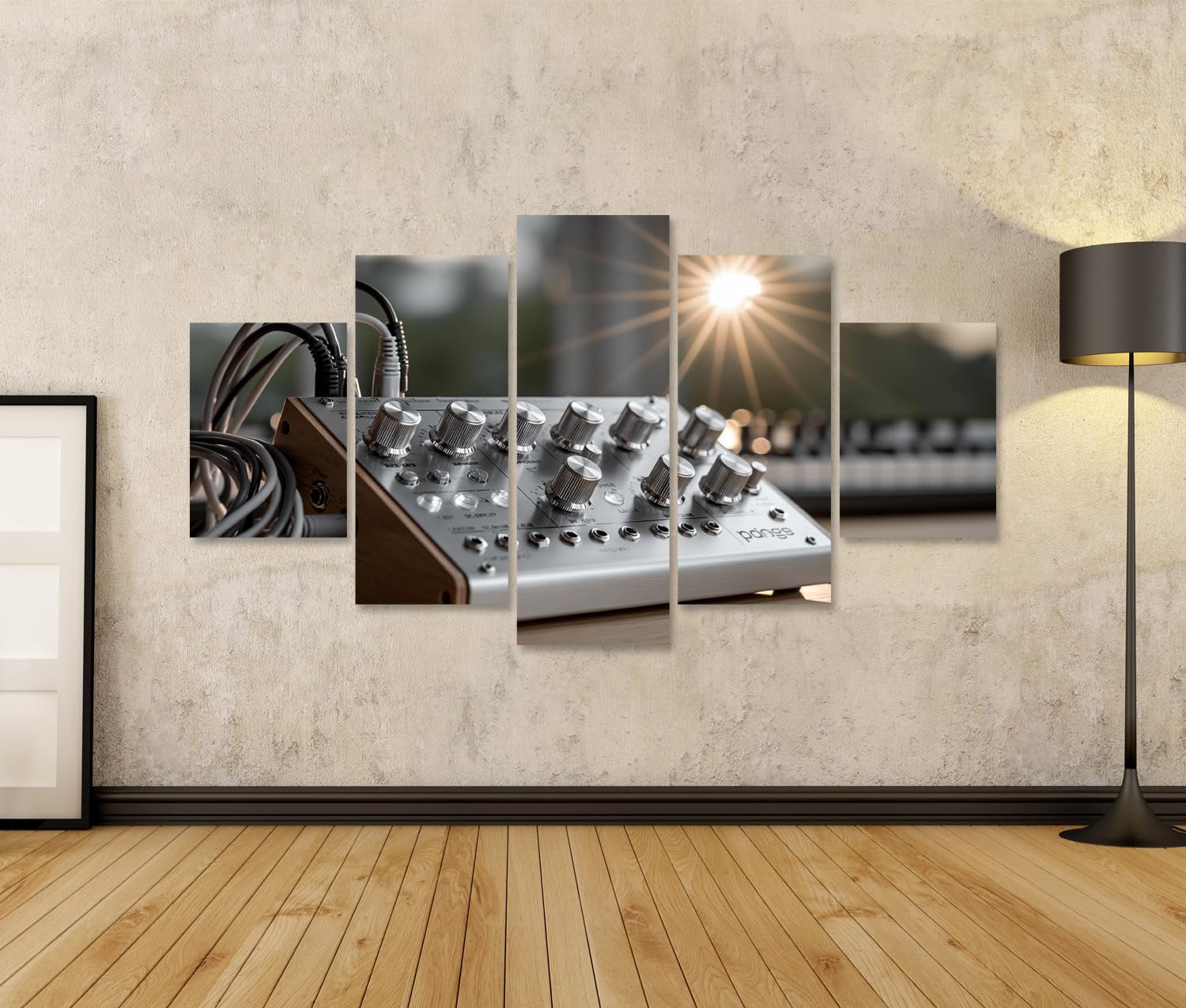 islandburner Quadro su tela, affascinante sintetizzatore, stampa artistica per gli amanti della musica in studio, 5 pezzi