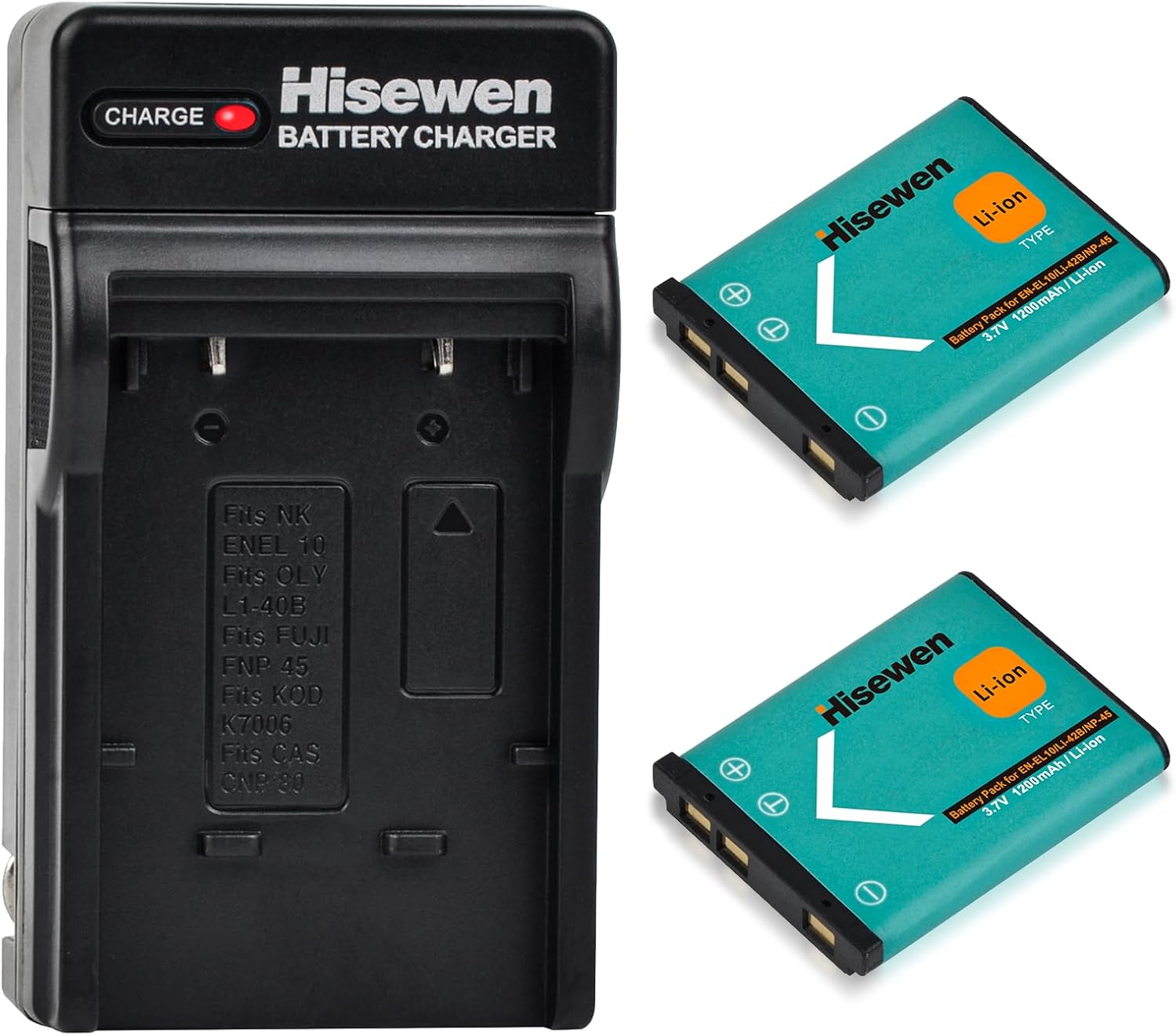 Hisewen ENEL10 Battery 2 Pack and Charger Compatible with Nikon Coolpix S60, S80