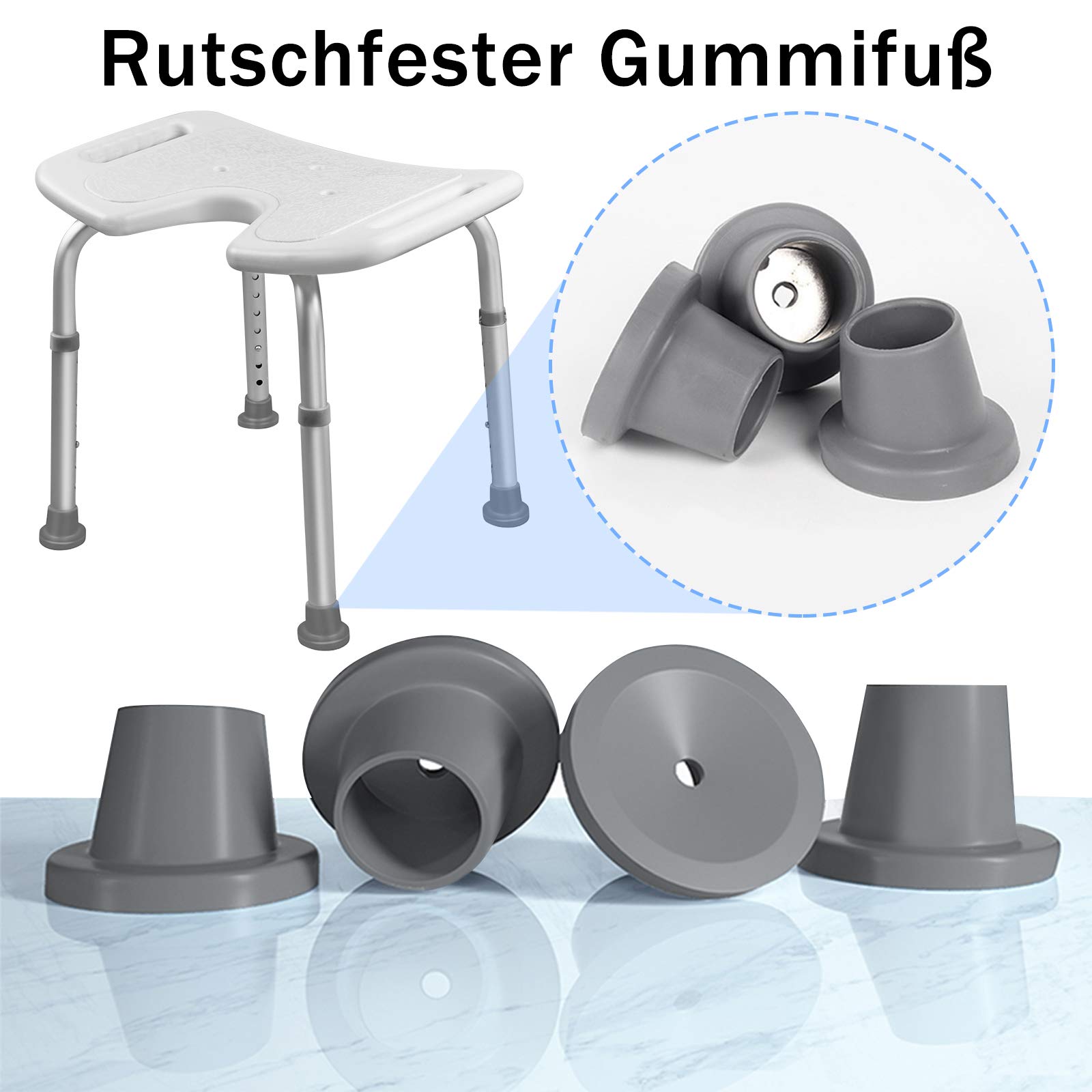 LZQ Duschhocker Duschstuhl Höhenverstellbar 35-51 cm Duschhocker Anti-Rutsch Badsitz Duschhilfe Duschsitz aus Alu und Kunststoff für Alter, Schwangere (Typ-3)