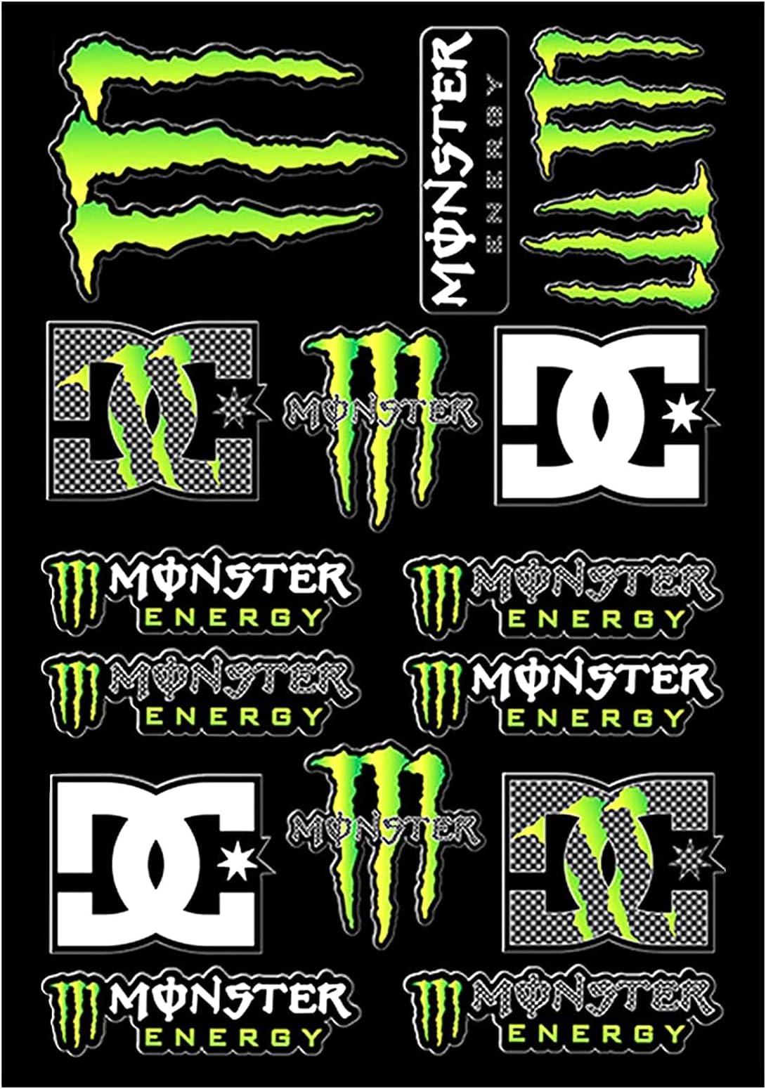 Monster Scratch Car Sticker, Monster Energy Sticker Sheet, Sponsors Sticker, Moto Motocross Stickers Kit, for Offroad Motorcycles and Helmets Motorcycle Enthusiasts (Paw)
