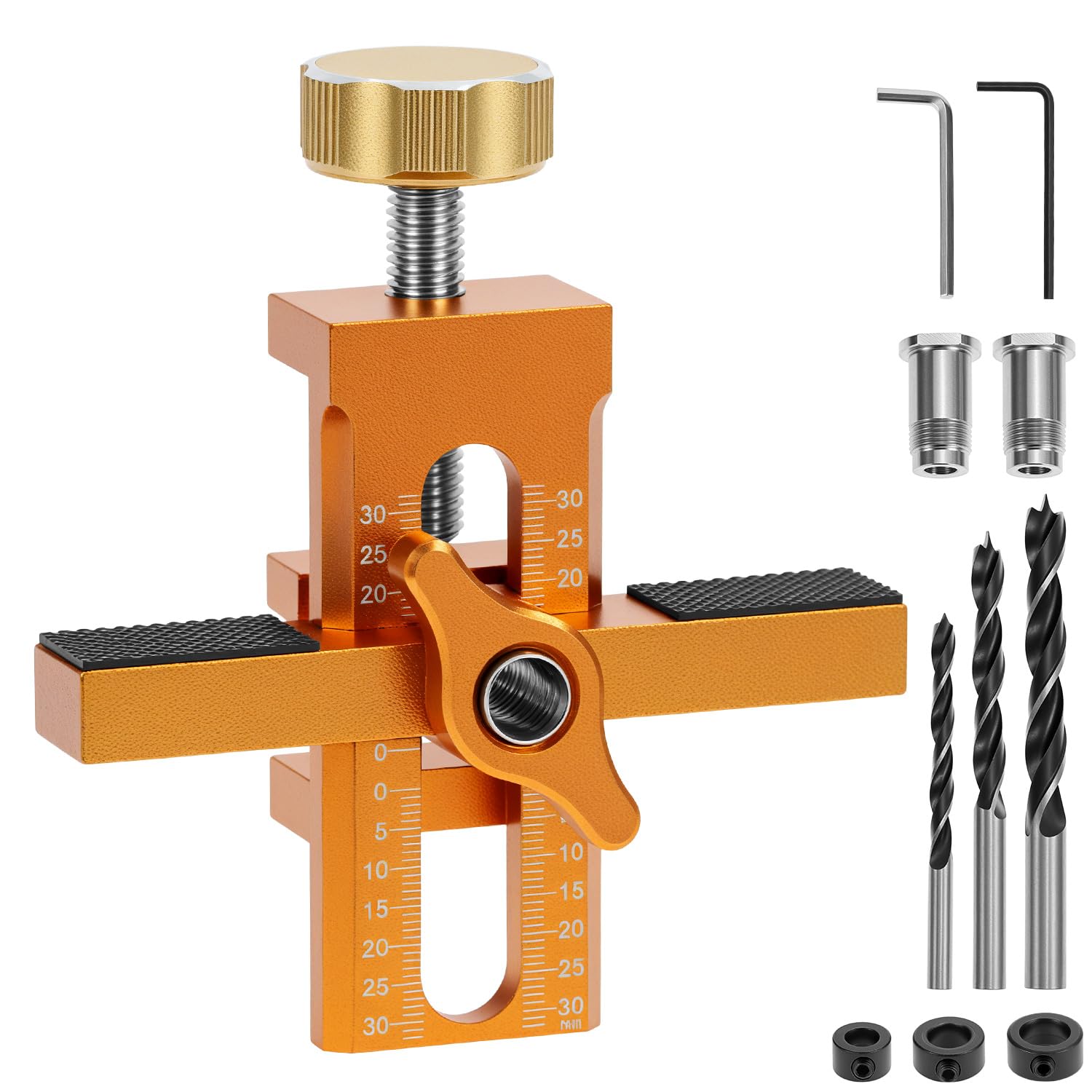 QWORK® Cabinet Door Installation Jig Kit, 2-in-1 Aluminum Alloy Positioning Guide Mounting Tool, for 10-40mm Frames, Kitchen Cabinets & Wardrobe Doors