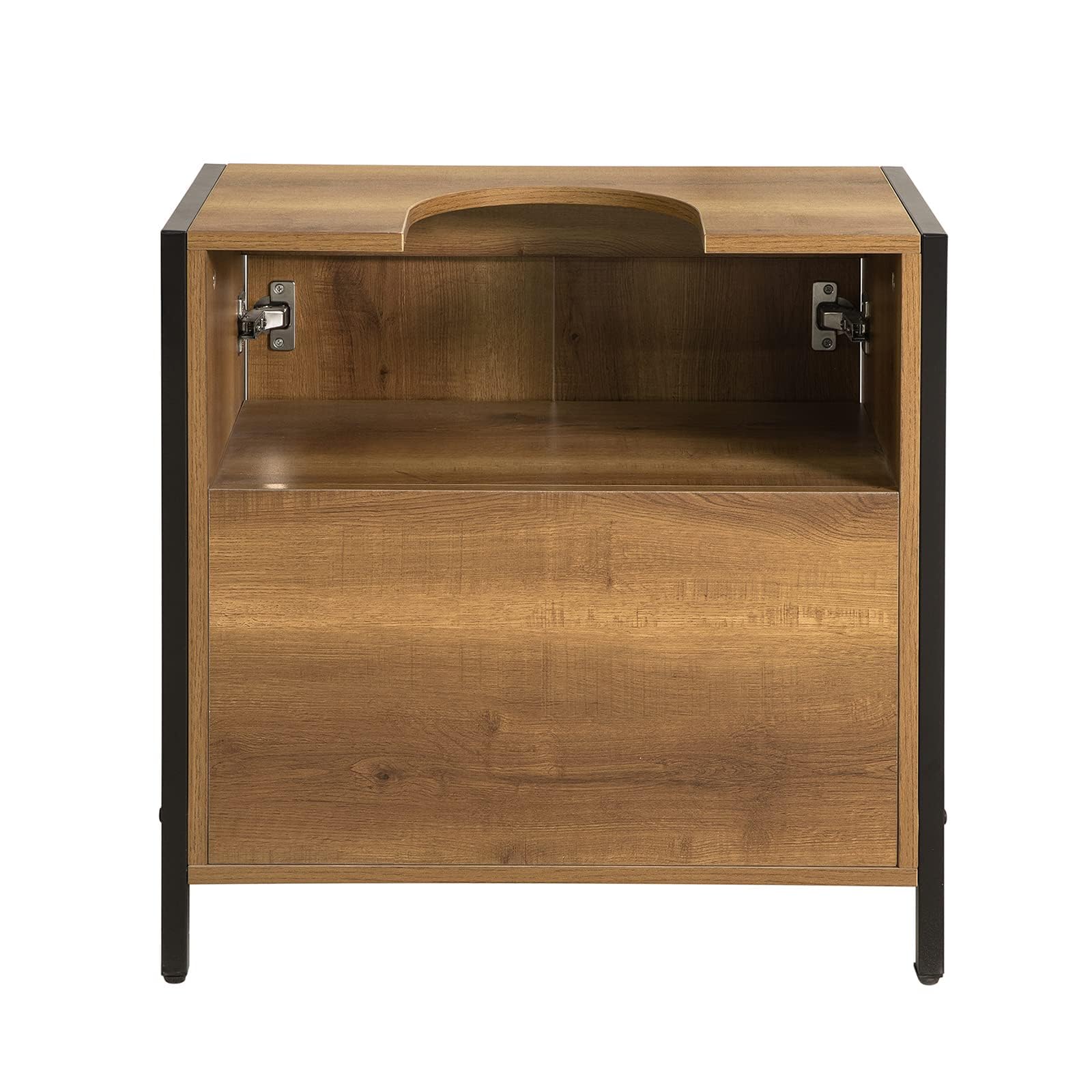 SoBuy Waschbeckenunterschrank Schrank Badmöbel Badezimmer Unterschrank Holz mit 2 Türen und Regal, waschtischunterschrank schmal stehend Badunterschrank für kleine Bäder WC 60x60x30 cm BZR63-PF