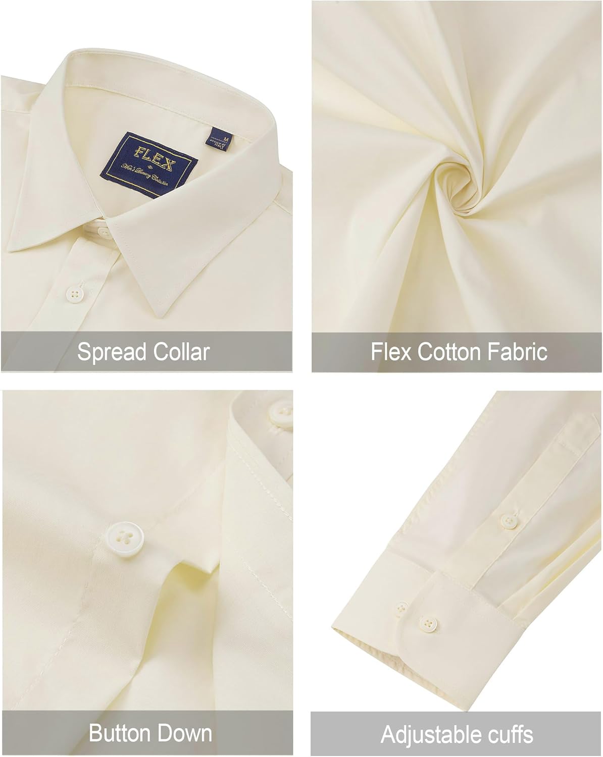 J.VER Men's Dress Shirts Stretch Stain Shield Long Sleeve Solid Formal Shirt Business Casual Button Down Shirts - Image 5