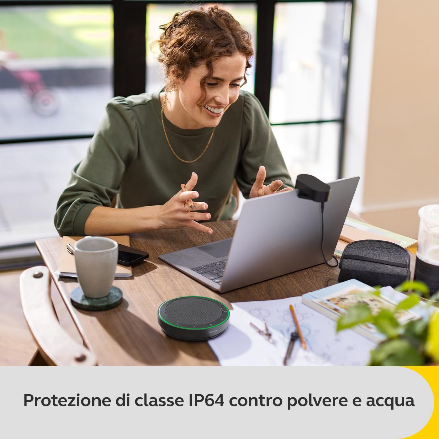 Jabra Speak2 75 Vivavoce Bluetooth senza fili per il lavoro, 4 microfoni a cancellazione di rumore, altoparlanti da 65 mm, Nuova funzione di collegamento, USB-A e USB-C, Microsoft Teams, Grigio scuro