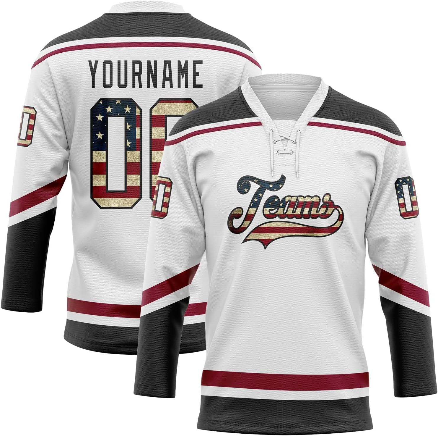 Custom Hockey Jersey for Men Women Youth, Personalized Team Name Number and Logo, Many Lace Up Practice Sports Fan Jersey