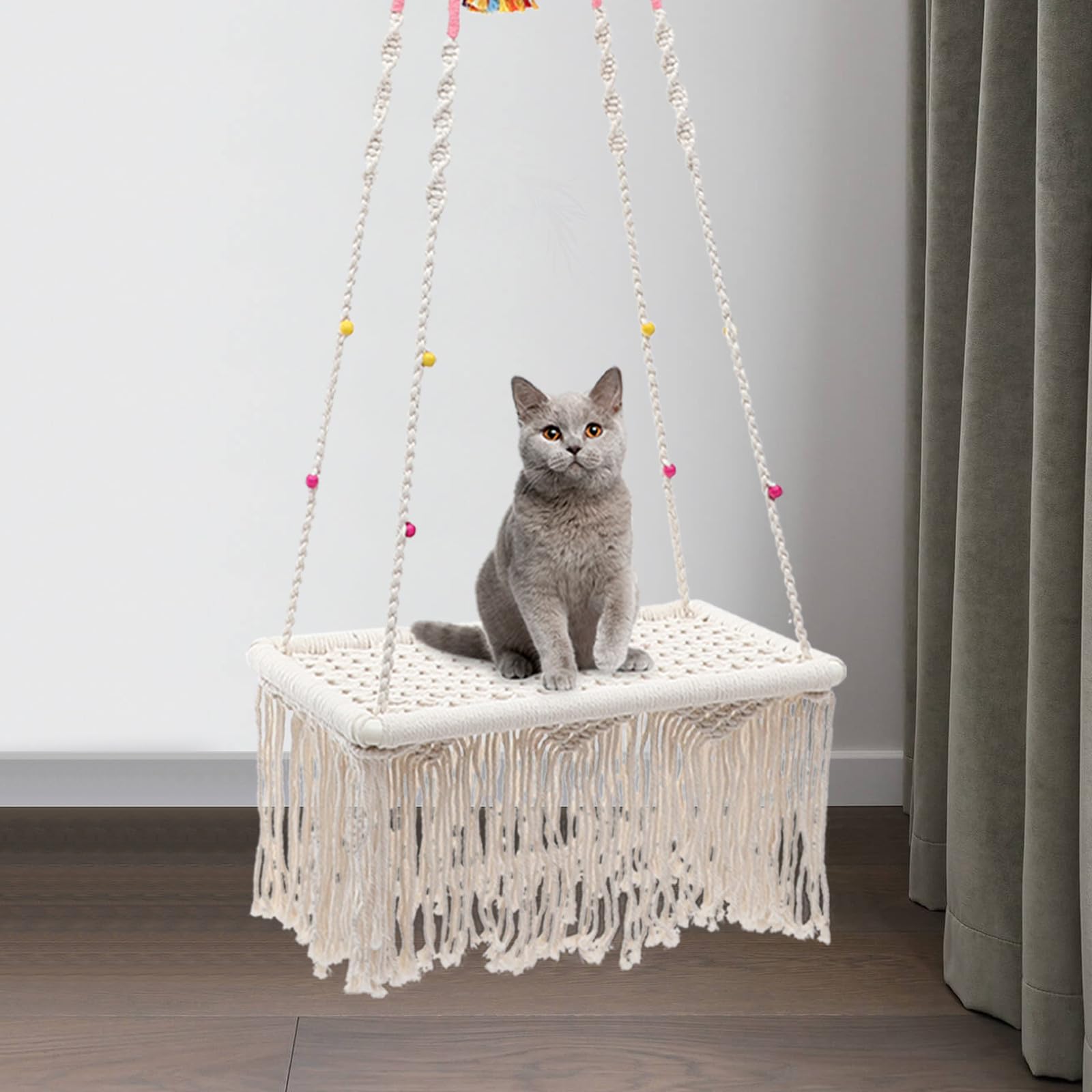 TOYANDONA Cuccia Sospesa per Gattini in Corda di Cotone, Stile Boho