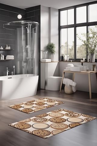 Set di 2 tappetini da bagno morbidi e assorbenti, 100% poliestere, antiscivolo, antibatterici, 40 x 60 cm e 60 x 100...