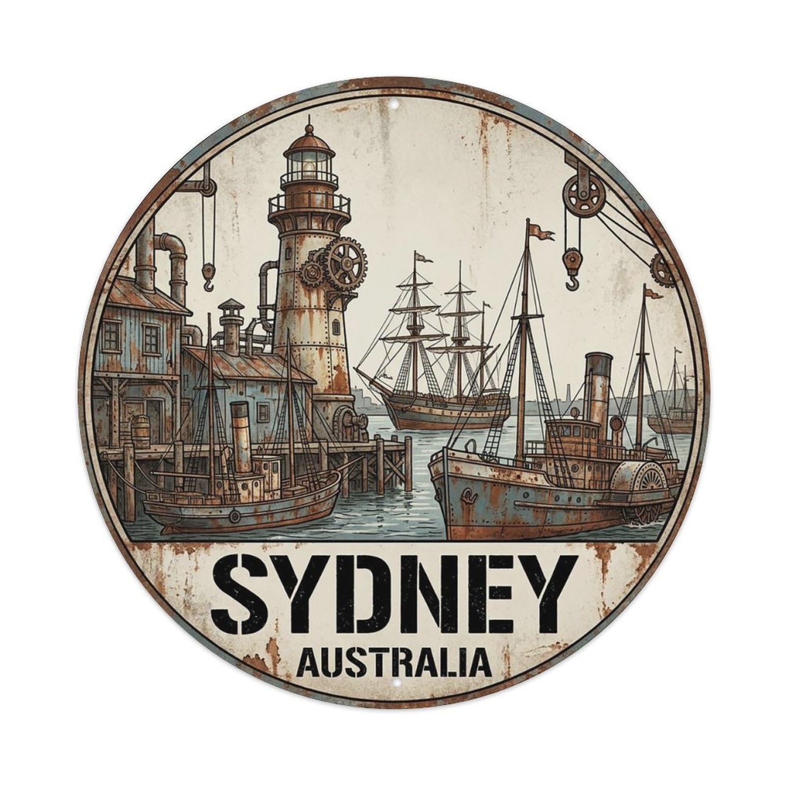 Vintage Travel Sydney Australia Settler Metal Tin Sign