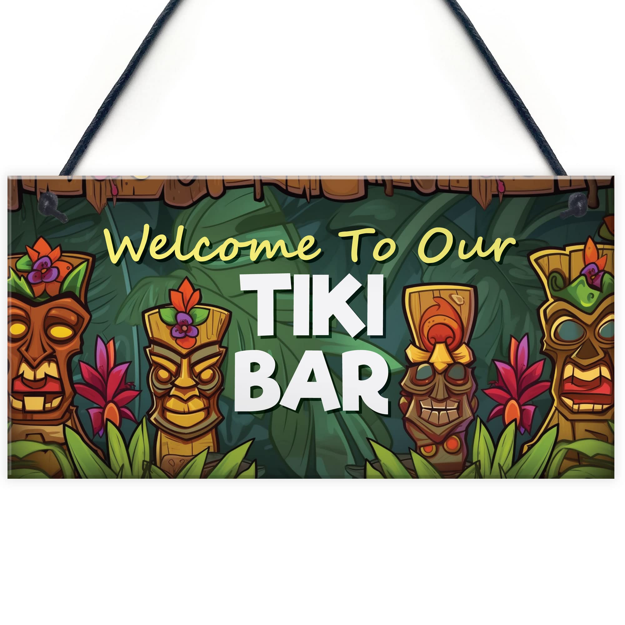 Red Ocean Tiki Bar Hanging Bar Pub Plaque Welcome Sign Beer Cocktails Beach Decoration Sign Friendship Gift For Men Women Alcohol Gifts