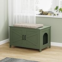 Vista 84 de Homhedy - Caja de arena para gatos, casa para mascotas con puerta de granero, muebles de madera para baño de gatos, se adapta a la mayoría de cajas