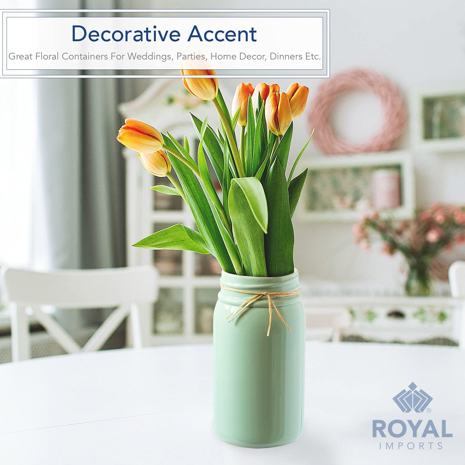 Royal Imports Ceramic Mason jar Planter, Decorative Plant Flower Vase for Indoor Outdoor Garden, Patio, Balcony, Porch, Windowsill, Home - Spring Pastel Colors, Set of 3, Lavender, Pink, Green