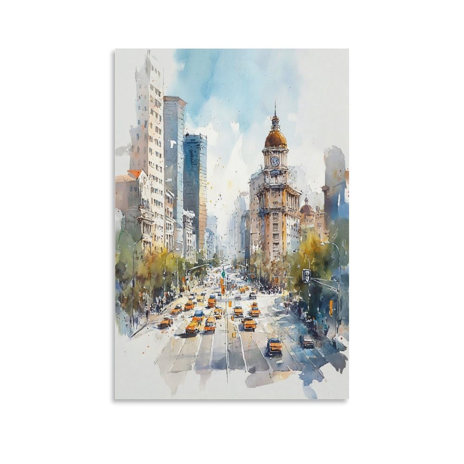 LCYNNH Seattle Custom Personalised 20x30inch(50x75cm) Vintage Travel Poster Watercolor Canvas Art