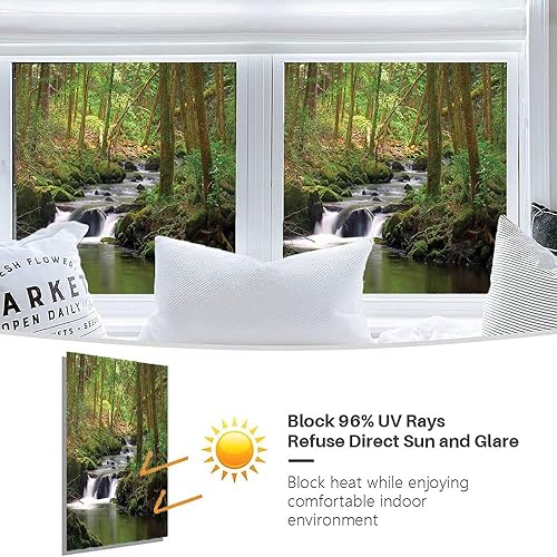 Miniatura 10 de Tropical Island - Película de ventana 3D, Ocean Waves Beach at The Sunset Time Skyline, para puerta de cristal, cuarto de baño, sala de estar, 35.4