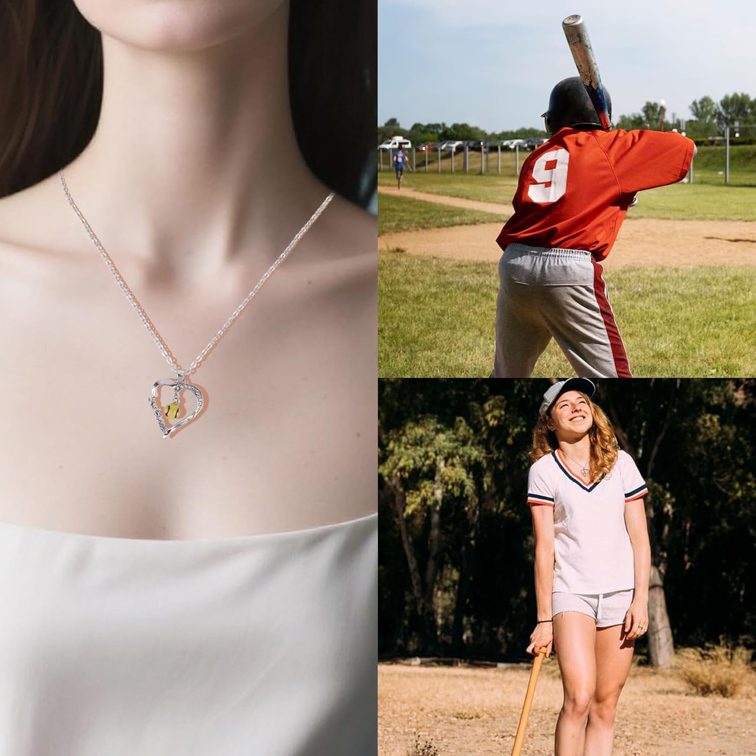 Softball Necklace for Women, Dainty Softball Heart Pendant Necklace Inspirational Sports Themed Jewelry Accessories Stuff for Mom Ball Lovers Players Team Party Favor - Image 7