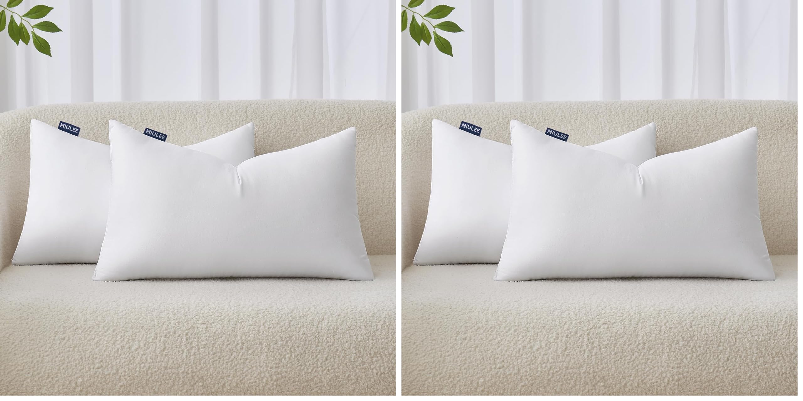 MIULEE 12x20 Inches Pillow Inserts Pack of 4, Decorative Throw Pillow Inserts for Couch