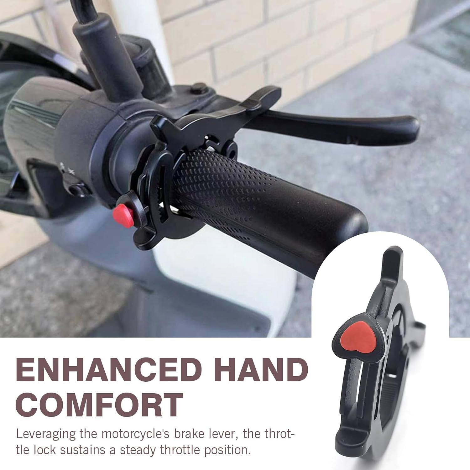 Motorcycle Cruise Booster, Labor Saving Anti-slip Cruise Throttle Plus Handlebar Clip, Modification Replacement Parts, Suitable for Most Motorcycles (Black)