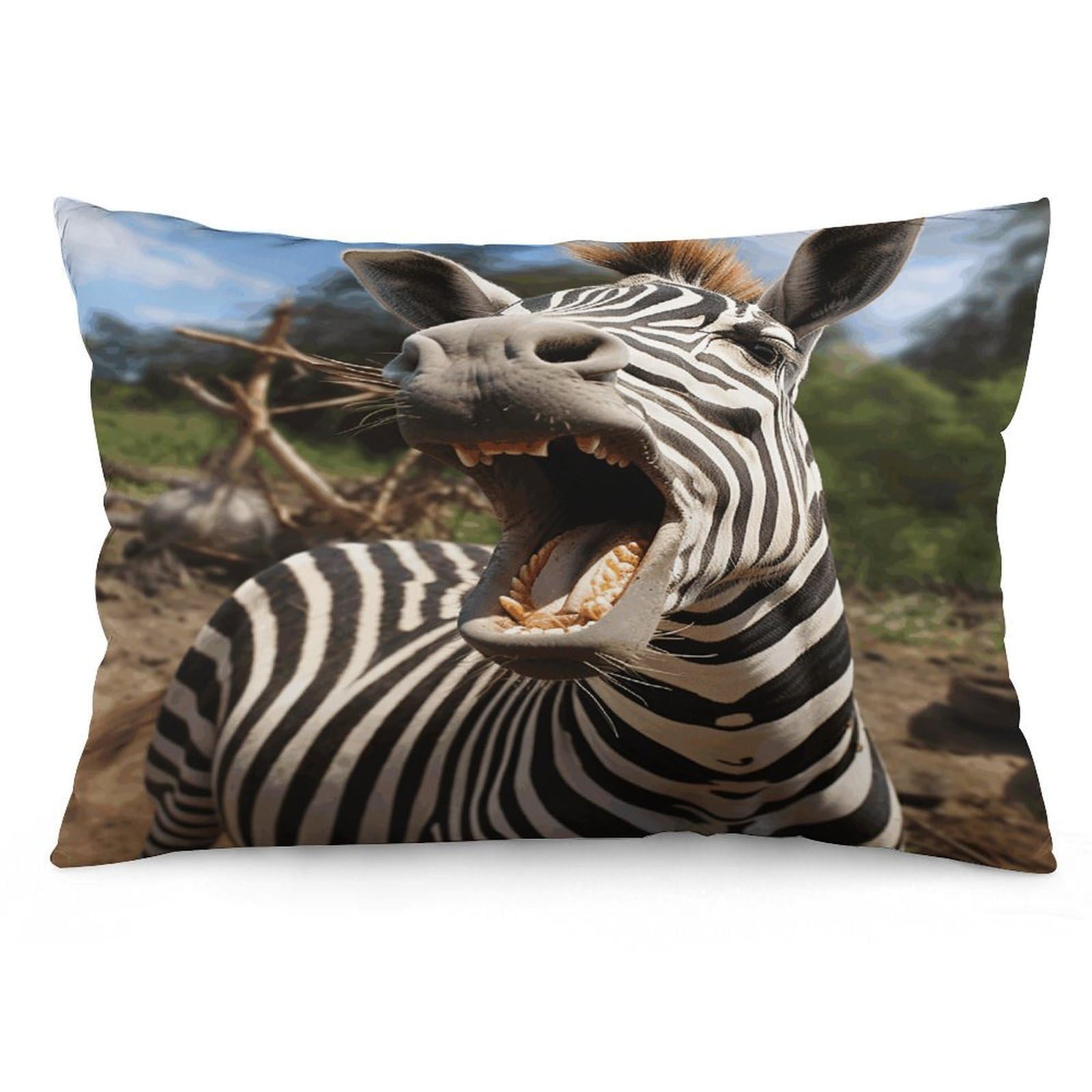 asbwuo Rectangular Decorative Throw Pillow Cover Soft Cushion Cover Funny Zebra Queen Pillow Cases for Couch Sofa Living Room Bed