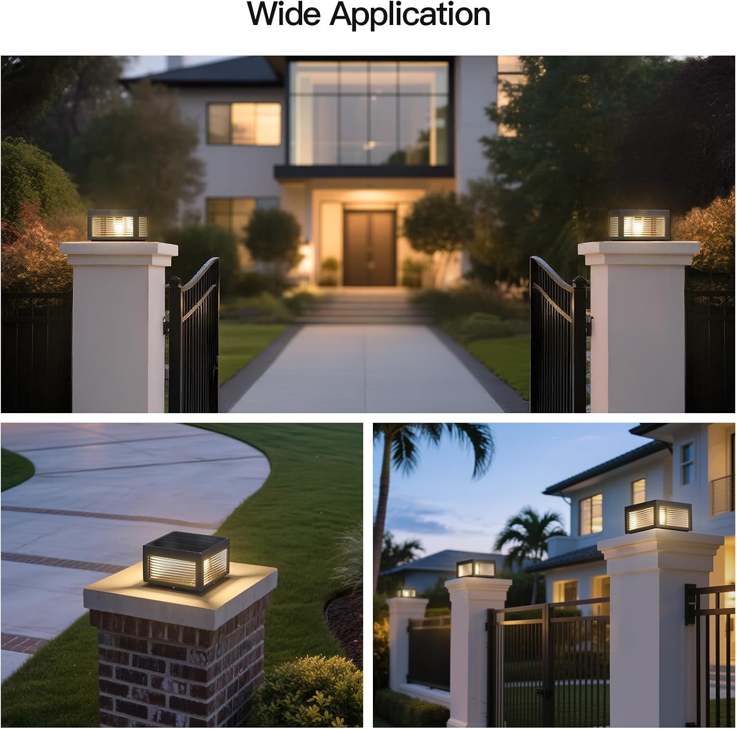 MVBT Solar Post Lights, 9.84" Outdoor Pillar Lamp, Modern Column Cap Light IP54 Waterproof Led Fence Deck Gate Lantern Patio Landscape Lighting for Outside Yard Garden Entrance Driveway