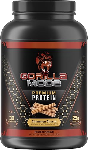 Gorilla Mode - Proteína de suero prémium Cinnamon Churro 0.88 oz de proteína de suero aislado y concentradorecupera y desarrolla músculo (30