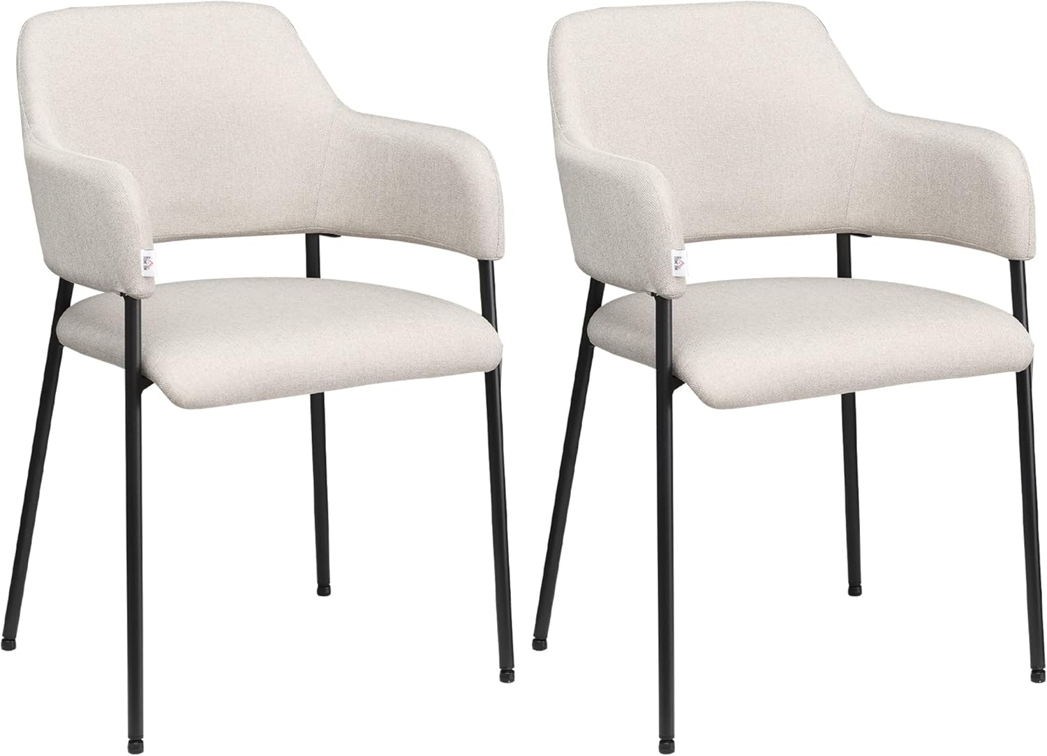 HOMCOM Modern Dining Chairs Set of 2, Linen Touch Fabric Accent Chairs ...