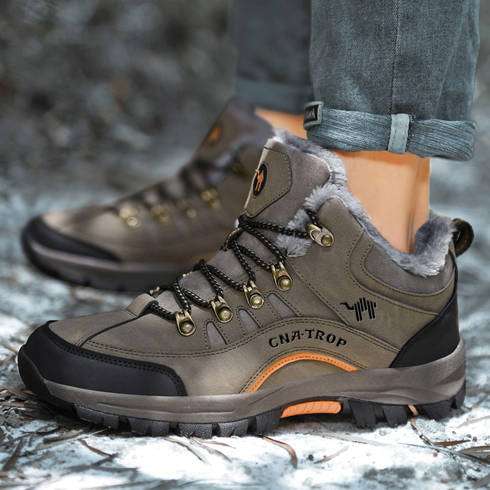 Herren Sport Schuhe - Herren Winter Freizeitschuhe Sportive Schnürstiefel Warme Baumwollgefütterte Outdoor-Aktivitäten
