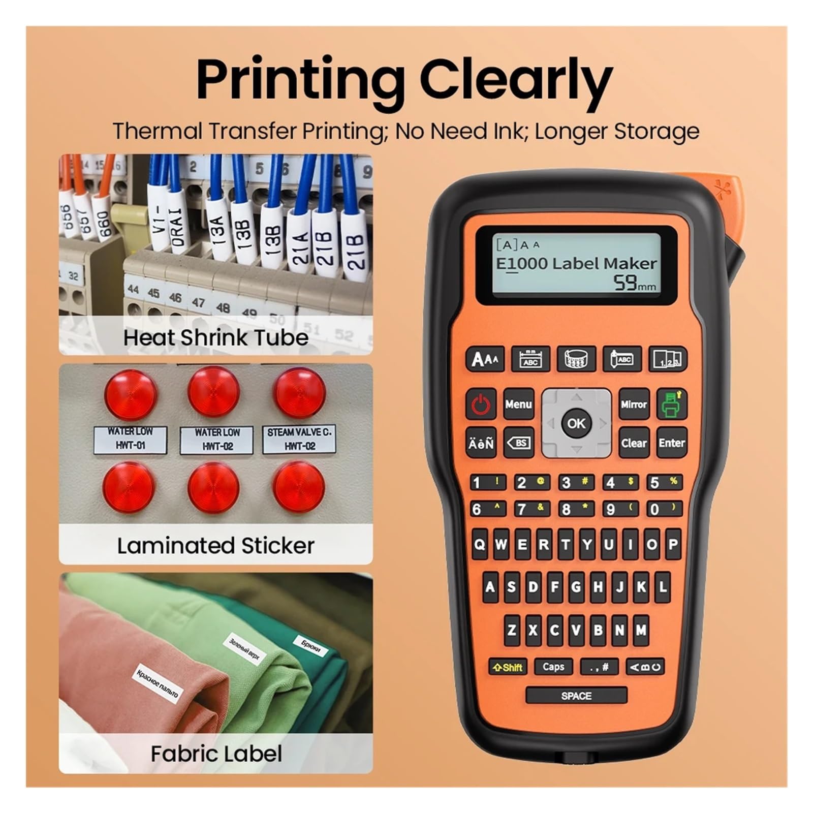 Etichettatrice Stampante industriale portatile portatile con tastiera QWERTY per casa ufficio cucina