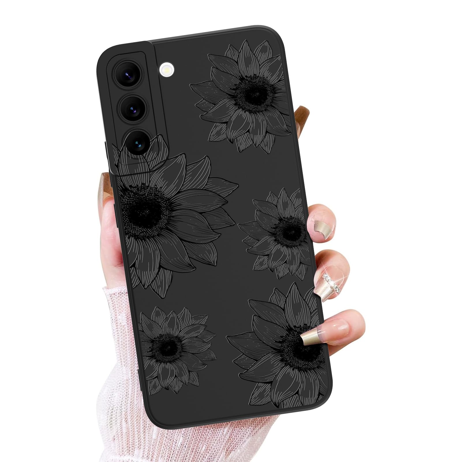 OOK Floral Case for Samsung Galaxy S22 Plus Case, Cute Sunflower Floral Blooms Design Soft TPU Shockproof Protective for Women Girls Phone Cover -