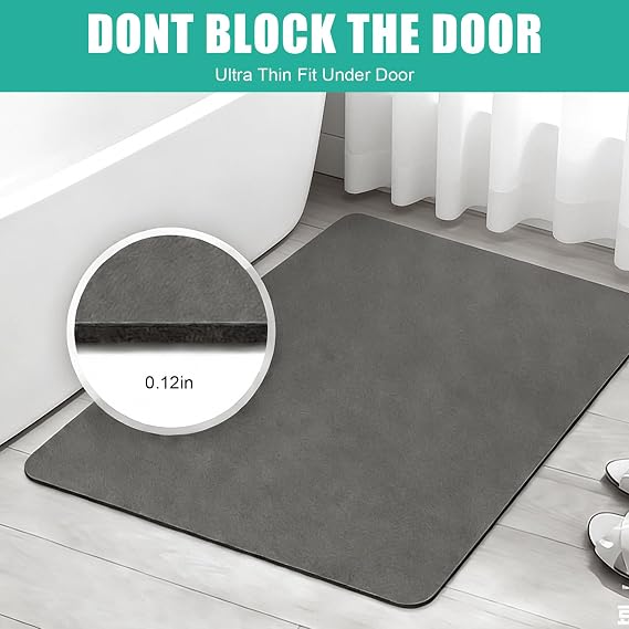 Super Absorbent Bath Mat,Non Slip Anti Mould Quick-Drying Bathroom Mat,Kitchen Door Matfor Floor Bathmat Shower Rug，(Grey, 43x80cm)